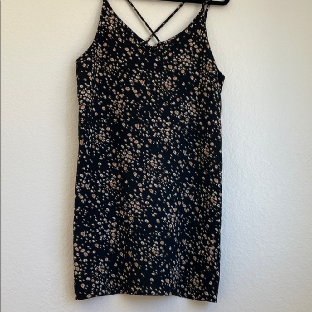 Topshop Black, Tan and White Patterned Mini Dress • Size 6